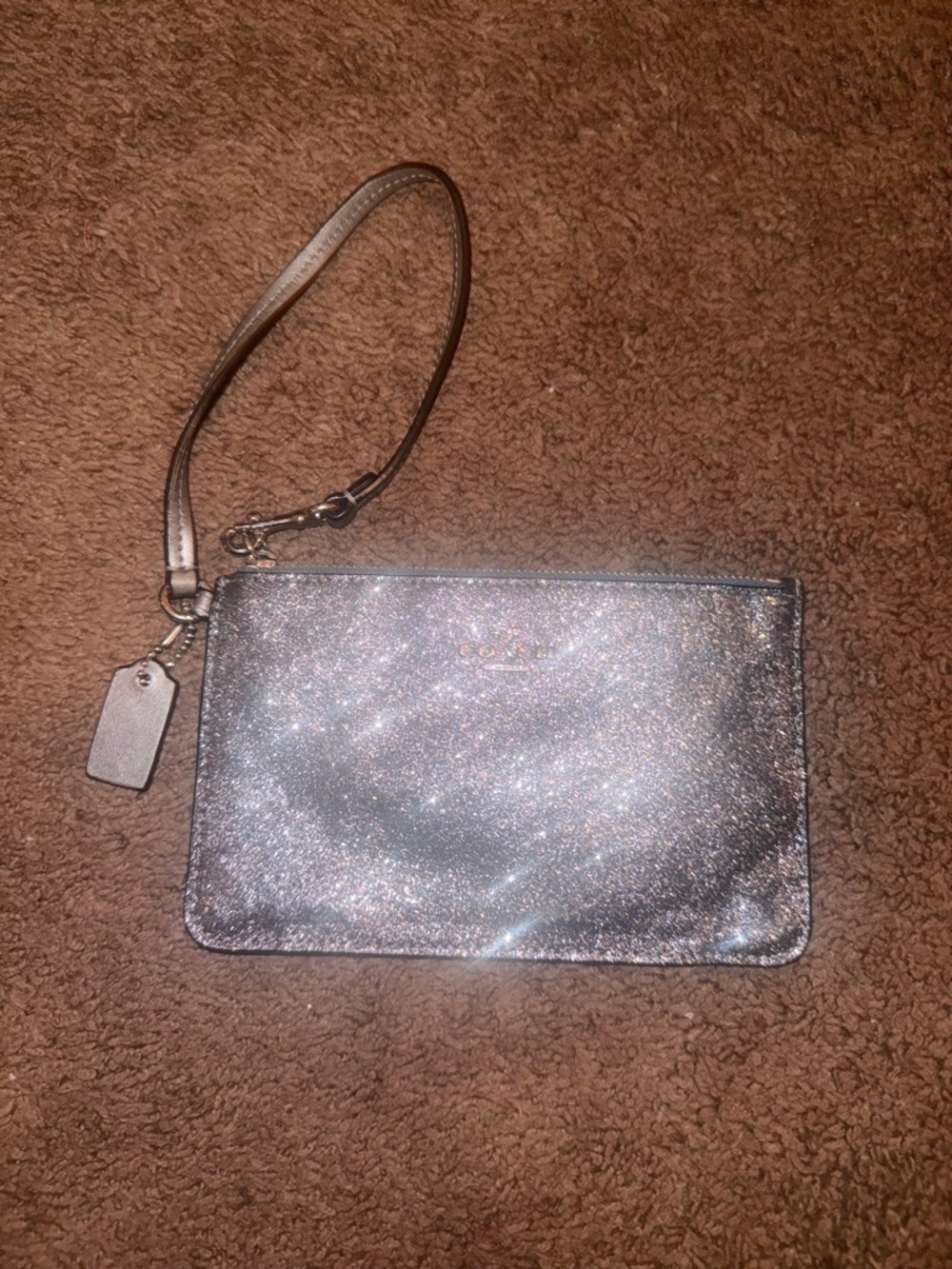 Coach Glitter Wristlet - Silver Sparkle